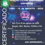 Actividad :  Certificado 32 aniversario Radio Club Ramallo  – LW4 ERZ